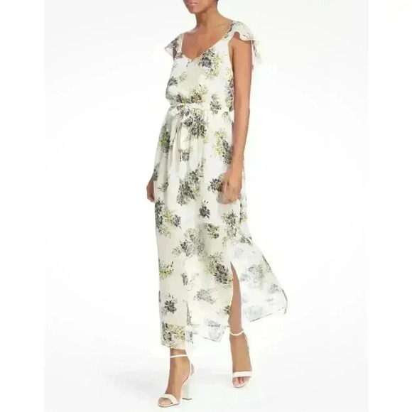 JOIE 'Astilbe' Floral Print Silk Maxi Dress, Porcelain, Size M - Picture 1 of 10